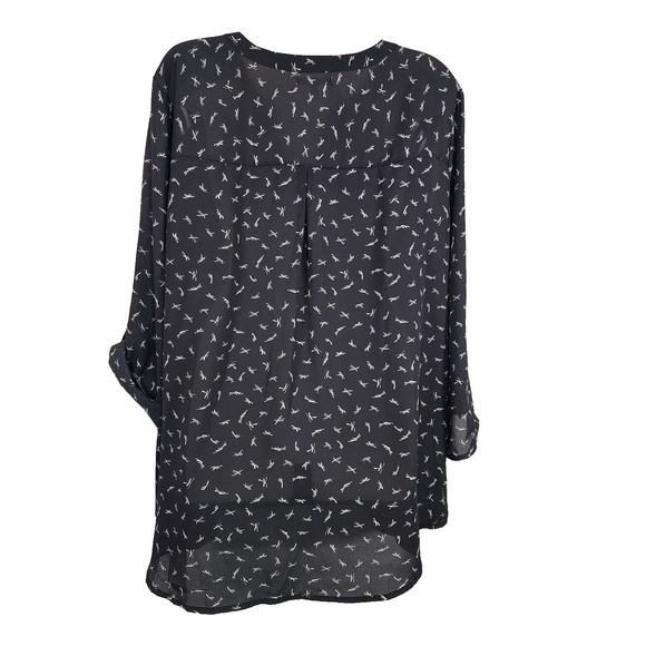 Maurices Women Perfect Blouse Zipper Front Lattice Shoulder Size 1X Black Hi Low - Picture 2 of 10